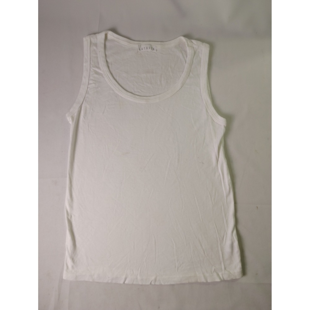 LACAUSA White Cotton Modal Scoop Neck Tank Top LA11365-ANT‎ Womens Large